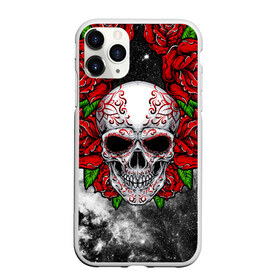 Чехол для iPhone 11 Pro Max матовый с принтом Skull and Roses в городе Новоалтайск, Силикон |  | Тематика изображения на принте: flowers | muertos | roses | skull | space | tribal | звезды | космос | лепестки | муэртос | розы | трайбл | цветы | череп