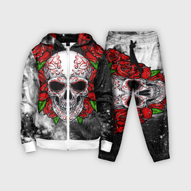 Детский костюм 3D с принтом Skull and Roses в городе Новоалтайск,  |  | flowers | muertos | roses | skull | space | tribal | звезды | космос | лепестки | муэртос | розы | трайбл | цветы | череп