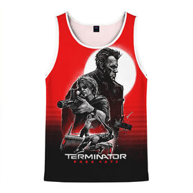 Мужская майка 3D с принтом Terminator: Dark Fate в городе Новоалтайск, 100% полиэстер | круглая горловина, приталенный силуэт, длина до линии бедра. Пройма и горловина окантованы тонкой бейкой | dark fate | sarah j. connor | t 800 | terminator | восстание машин | киборг | сара коннор | темные судьбы | терминатор
