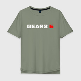 Мужская футболка хлопок Oversize с принтом GEARS 5 в городе Новоалтайск, 100% хлопок | свободный крой, круглый ворот, “спинка” длиннее передней части | gears | gears 5 | gears of war | gears of war 5 | шестерёнки