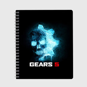 Тетрадь с принтом GEARS 5 в городе Новоалтайск, 100% бумага | 48 листов, плотность листов — 60 г/м2, плотность картонной обложки — 250 г/м2. Листы скреплены сбоку удобной пружинной спиралью. Уголки страниц и обложки скругленные. Цвет линий — светло-серый
 | game | games | gears | gears 5 | gears of war | logo | shooter | symbol | war | боевик | вар | войны | гирс | гирс 5 | гирс оф вар | игра | игры | лого | логотип | символ | шестерни | шутер