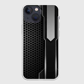 Чехол для iPhone 13 mini с принтом Кибернетическая броня в городе Новоалтайск,  |  | abstract | black | carbon | cars | diy | fiber | hexagon | hi tech | psybient | psychill | skyrim | to | vinyl | wot | броня | карбон | металл | соты | сталь | форма | шестиугольник