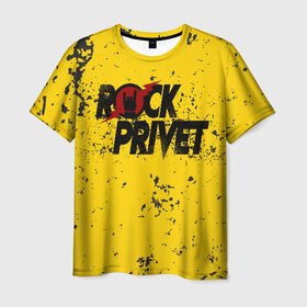Мужская футболка 3D с принтом Rock Privet в городе Новоалтайск, 100% полиэфир | прямой крой, круглый вырез горловины, длина до линии бедер | rock | rock privet | рок. рок привет