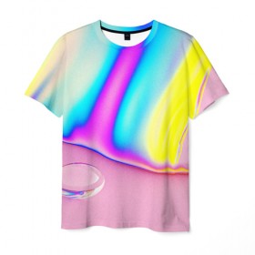 Мужская футболка 3D с принтом RAINBOW COLOR в городе Новоалтайск, 100% полиэфир | прямой крой, круглый вырез горловины, длина до линии бедер | abstract | abstraction | color | geometry | paitnt | psy | абстракция | геометрия | краски | неоновые | психоделика