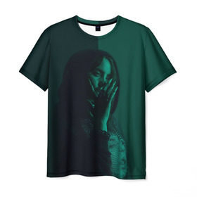 Мужская футболка 3D с принтом BILLIE EILISH в городе Новоалтайск, 100% полиэфир | прямой крой, круглый вырез горловины, длина до линии бедер | bilie | billi | billie | eilish | eillish | elish | ellish | айлиш | алиш | били | билли | эйлиш | элиш