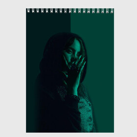 Скетчбук с принтом BILLIE EILISH в городе Новоалтайск, 100% бумага
 | 48 листов, плотность листов — 100 г/м2, плотность картонной обложки — 250 г/м2. Листы скреплены сверху удобной пружинной спиралью | bilie | billi | billie | eilish | eillish | elish | ellish | айлиш | алиш | били | билли | эйлиш | элиш