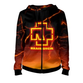 Женская толстовка 3D на молнии с принтом RAMMSTEIN (FIRE STORM) в городе Новоалтайск, 100% полиэстер | длина до линии бедра, манжеты и пояс оформлены мягкой тканевой резинкой, двухслойный капюшон со шнурком для регулировки, спереди молния, по бокам два кармана | rammstein | rock | sehnsucht | германия | группа | немецкая | немецкий | раммштаен | раммштайн | рамштаен | рамштайн | рок