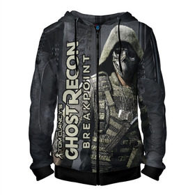 Мужская толстовка 3D на молнии с принтом Ghost Recon BREAKPOINT в городе Новоалтайск, 100% полиэстер | длина до линии бедра, манжеты и пояс оформлены мягкой тканевой резинкой, двухслойный капюшон со шнурком для регулировки, спереди молния, по бокам два кармана | breakpoint | ghost | recon | tom clancys | жетон | призраки | спец отряд | спецназ