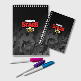 Блокнот с принтом BRAWL STARS в городе Новоалтайск, 100% бумага | 48 листов, плотность листов — 60 г/м2, плотность картонной обложки — 250 г/м2. Листы скреплены удобной пружинной спиралью. Цвет линий — светло-серый
 | Тематика изображения на принте: brawl stars | bull | colt | leon | stars | берли | бо | брок | ворон | джесси | динамайк | дэррил | кольт | леон | мортис | нита | пайпер | пенни | поко | пэм | рикошет | спайк | тара | фрэнк | шелли | эль примо