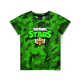 Детская футболка 3D с принтом BRAWL STARS в городе Новоалтайск, 100% гипоаллергенный полиэфир | прямой крой, круглый вырез горловины, длина до линии бедер, чуть спущенное плечо, ткань немного тянется | Тематика изображения на принте: brawl stars | bull | colt | leon | stars | берли | бо | брок | ворон | джесси | динамайк | дэррил | кольт | леон | мортис | нита | пайпер | пенни | поко | пэм | рикошет | спайк | тара | фрэнк | шелли | эль примо
