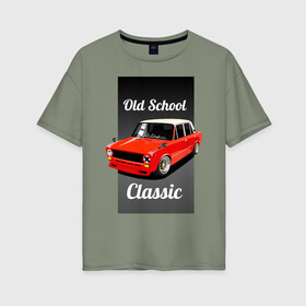 Женская футболка хлопок Oversize с принтом 2101 Classic в городе Новоалтайск, 100% хлопок | свободный крой, круглый ворот, спущенный рукав, длина до линии бедер
 | 2101 | ваз | жига | классика
