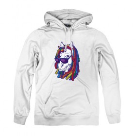 Женская толстовка с принтом RastaUnicorn в городе Новоалтайск, френч-терри, мягкий теплый начес внутри (100% хлопок) | карман-кенгуру, эластичные манжеты и нижняя кромка, капюшон с подкладом и шнурком | color | dreads | glases | unicorn | дреды | единорог | конь | лошадь | очки | рог | уши | цветной