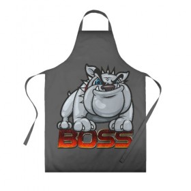 Фартук 3D с принтом Boss в городе Новоалтайск, 100% полиэстер | общий размер — 65 х 85 см, ширина нагрудника — 26 см, горловина — 53 см, длина завязок — 54 см, общий обхват в поясе — 173 см. Принт на завязках и на горловине наносится с двух сторон, на основной части фартука — только с внешней стороны | арт | графика | собаки