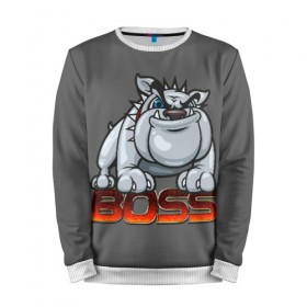 Мужской свитшот 3D с принтом Boss в городе Новоалтайск, 100% полиэстер с мягким внутренним слоем | круглый вырез горловины, мягкая резинка на манжетах и поясе, свободная посадка по фигуре | арт | графика | собаки