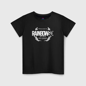 Детская футболка хлопок с принтом R6S PRO LEAGUE (НА СПИНЕ) в городе Новоалтайск, 100% хлопок | круглый вырез горловины, полуприлегающий силуэт, длина до линии бедер | 6 | outbreak | rainbow | rainbow six siege | six | tom clancys | радуга осада | том клэнси
