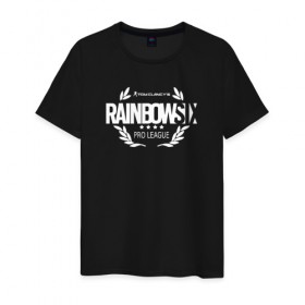 Мужская футболка хлопок с принтом R6S PRO LEAGUE (НА СПИНЕ) в городе Новоалтайск, 100% хлопок | прямой крой, круглый вырез горловины, длина до линии бедер, слегка спущенное плечо. | Тематика изображения на принте: 6 | outbreak | rainbow | rainbow six siege | six | tom clancys | радуга осада | том клэнси