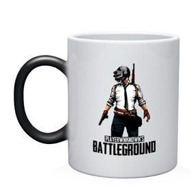 Кружка хамелеон с принтом PUBG в городе Новоалтайск, керамика | меняет цвет при нагревании, емкость 330 мл | Тематика изображения на принте: battle royal | playerunknowns battlegrounds | pubg | пабг | пубг