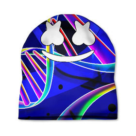 Шапка 3D с принтом MARSHMELLO в городе Новоалтайск, 100% полиэстер | универсальный размер, печать по всей поверхности изделия | christopher comstock | dj | marshmello | music | диджей | клубная музыка | клубняк | крис комсток | маршмеллоу | музыка