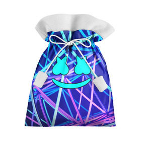 Подарочный 3D мешок с принтом MARSHMELLO NEON в городе Новоалтайск, 100% полиэстер | Размер: 29*39 см | christopher comstock | dj | marshmello | music | диджей | клубная музыка | клубняк | крис комсток | маршмеллоу | музыка
