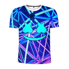 Мужская футболка 3D спортивная с принтом MARSHMELLO NEON в городе Новоалтайск, 100% полиэстер с улучшенными характеристиками | приталенный силуэт, круглая горловина, широкие плечи, сужается к линии бедра | christopher comstock | dj | marshmello | music | диджей | клубная музыка | клубняк | крис комсток | маршмеллоу | музыка