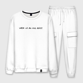 Мужской костюм хлопок с принтом BILLIE EILISH (НА СПИНЕ) в городе Новоалтайск, 100% хлопок | на свитшоте круглая горловина, мягкая резинка по низу. Брюки заужены к низу, на них два вида карманов: два “обычных” по бокам и два объемных, с клапанами, расположенные ниже линии бедра. Брюки с мягкой трикотажной резинкой на поясе и по низу штанин. В поясе для дополнительного комфорта — широкие завязки | be | billie | billie eilish | blohsh | ghoul | билли | билли айлиш