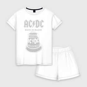 Женская пижама с шортиками хлопок с принтом AC/DC в городе Новоалтайск, 100% хлопок | футболка прямого кроя, шорты свободные с широкой мягкой резинкой | ac dc | acdc | acdc ас дс | австралийская | ангус янг | асдс | блюз | группа | крис слэйд | метал | молния | музыка | певцы | рок | рок н ролл | стиви янг | хард | хардрок | эксл роуз