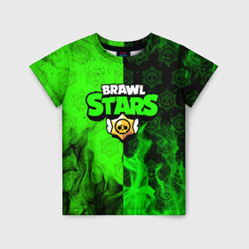 Детская футболка 3D с принтом BRAWL STARS в городе Новоалтайск, 100% гипоаллергенный полиэфир | прямой крой, круглый вырез горловины, длина до линии бедер, чуть спущенное плечо, ткань немного тянется | brawl stars | bull | colt | leon | stars | берли | бо | брок | ворон | джесси | динамайк | дэррил | кольт | леон | мортис | нита | пайпер | пенни | поко | пэм | рикошет | спайк | тара | фрэнк | шелли | эль примо