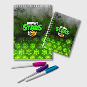 Блокнот с принтом BRAWL STARS в городе Новоалтайск, 100% бумага | 48 листов, плотность листов — 60 г/м2, плотность картонной обложки — 250 г/м2. Листы скреплены удобной пружинной спиралью. Цвет линий — светло-серый
 | Тематика изображения на принте: brawl stars | bull | colt | leon | stars | берли | бо | брок | ворон | джесси | динамайк | дэррил | кольт | леон | мортис | нита | пайпер | пенни | поко | пэм | рикошет | спайк | тара | фрэнк | шелли | эль примо