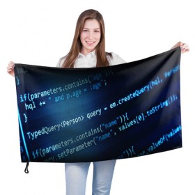 Флаг 3D с принтом CODE STYLE в городе Новоалтайск, 100% полиэстер | плотность ткани — 95 г/м2, размер — 67 х 109 см. Принт наносится с одной стороны | hugo weaving | pc | the matrix | код | компьютеры | матрица | матрица 4 | программист | программный код | цифры