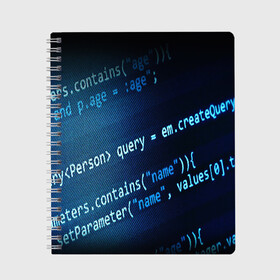 Тетрадь с принтом CODE STYLE в городе Новоалтайск, 100% бумага | 48 листов, плотность листов — 60 г/м2, плотность картонной обложки — 250 г/м2. Листы скреплены сбоку удобной пружинной спиралью. Уголки страниц и обложки скругленные. Цвет линий — светло-серый
 | hugo weaving | pc | the matrix | код | компьютеры | матрица | матрица 4 | программист | программный код | цифры