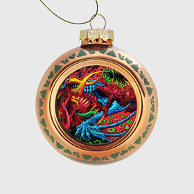 Стеклянный ёлочный шар с принтом CS GO hyper beast skin в городе Новоалтайск, Стекло | Диаметр: 80 мм | awp | counter strike | cs go | cs go global offensive | hyper beast | skin cs | team cs | команды cs | скины оружия | скоростной зверь | хайпер бист