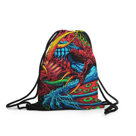 Рюкзак-мешок 3D с принтом CS GO hyper beast skin в городе Новоалтайск, 100% полиэстер | плотность ткани — 200 г/м2, размер — 35 х 45 см; лямки — толстые шнурки, застежка на шнуровке, без карманов и подкладки | awp | counter strike | cs go | cs go global offensive | hyper beast | skin cs | team cs | команды cs | скины оружия | скоростной зверь | хайпер бист