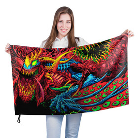 Флаг 3D с принтом CS GO hyper beast skin в городе Новоалтайск, 100% полиэстер | плотность ткани — 95 г/м2, размер — 67 х 109 см. Принт наносится с одной стороны | awp | counter strike | cs go | cs go global offensive | hyper beast | skin cs | team cs | команды cs | скины оружия | скоростной зверь | хайпер бист