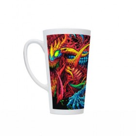 Кружка Латте с принтом CS GO hyper beast skin в городе Новоалтайск, Белая керамика | Объем 480 мл; Высота 150 мм; Диаметр 90 мм | Тематика изображения на принте: awp | counter strike | cs go | cs go global offensive | hyper beast | skin cs | team cs | команды cs | скины оружия | скоростной зверь | хайпер бист