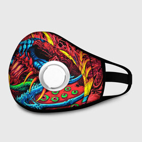 Маска из неопрена с принтом CS GO hyper beast skin в городе Новоалтайск, неопрен 100% | Форма огибающая нос. Резинки для ушей с дополнительной резинкой на затылке. Клапан для выдоха для активного дыхания при занятиях спортом. Эластичный материал маски и окантовки для лучшего растяжения и прилегания маски.  | Тематика изображения на принте: awp | counter strike | cs go | cs go global offensive | hyper beast | skin cs | team cs | команды cs | скины оружия | скоростной зверь | хайпер бист