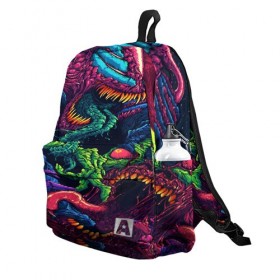 Рюкзак 3D с принтом CS GO hyper beast skin в городе Новоалтайск, 100% полиэстер | лямки с регулируемой длиной, сверху петелька, чтобы рюкзак можно было повесить на вешалку. Основное отделение закрывается на молнию, как и внешний карман. Внутри два дополнительных кармана, один из которых закрывается на молнию. По бокам два дополнительных кармашка | Тематика изображения на принте: awp | counter strike | cs go | cs go global offensive | hyper beast | skin cs | team cs | команды cs | скины оружия | скоростной зверь | хайпер бист