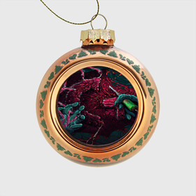 Стеклянный ёлочный шар с принтом CS GO hyper beast skin в городе Новоалтайск, Стекло | Диаметр: 80 мм | awp | counter strike | cs go | cs go global offensive | hyper beast | skin cs | team cs | команды cs | скины оружия | скоростной зверь | хайпер бист