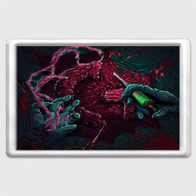 Магнит 45*70 с принтом CS GO hyper beast skin в городе Новоалтайск, Пластик | Размер: 78*52 мм; Размер печати: 70*45 | Тематика изображения на принте: awp | counter strike | cs go | cs go global offensive | hyper beast | skin cs | team cs | команды cs | скины оружия | скоростной зверь | хайпер бист