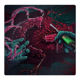 Магнитный плакат 3Х3 с принтом CS GO hyper beast skin в городе Новоалтайск, Полимерный материал с магнитным слоем | 9 деталей размером 9*9 см | Тематика изображения на принте: awp | counter strike | cs go | cs go global offensive | hyper beast | skin cs | team cs | команды cs | скины оружия | скоростной зверь | хайпер бист