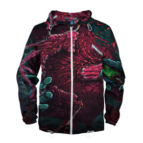 Мужская ветровка 3D с принтом CS GO hyper beast skin в городе Новоалтайск, 100% полиэстер | подол и капюшон оформлены резинкой с фиксаторами, два кармана без застежек по бокам, один потайной карман на груди | awp | counter strike | cs go | cs go global offensive | hyper beast | skin cs | team cs | команды cs | скины оружия | скоростной зверь | хайпер бист
