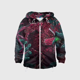 Детская ветровка 3D с принтом CS GO hyper beast skin в городе Новоалтайск, 100% полиэстер | подол и капюшон оформлены резинкой с фиксаторами, по бокам два кармана без застежек, один потайной карман на груди | awp | counter strike | cs go | cs go global offensive | hyper beast | skin cs | team cs | команды cs | скины оружия | скоростной зверь | хайпер бист