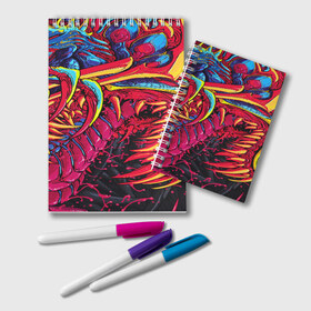 Блокнот с принтом CS GO hyper beast skin в городе Новоалтайск, 100% бумага | 48 листов, плотность листов — 60 г/м2, плотность картонной обложки — 250 г/м2. Листы скреплены удобной пружинной спиралью. Цвет линий — светло-серый
 | awp | counter strike | cs go | cs go global offensive | hyper beast | skin cs | team cs | команды cs | скины оружия | скоростной зверь | хайпер бист
