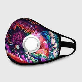 Маска из неопрена с принтом CS GO hyper beast skin в городе Новоалтайск, неопрен 100% | Форма огибающая нос. Резинки для ушей с дополнительной резинкой на затылке. Клапан для выдоха для активного дыхания при занятиях спортом. Эластичный материал маски и окантовки для лучшего растяжения и прилегания маски.  | Тематика изображения на принте: awp | counter strike | cs go | cs go global offensive | hyper beast | skin cs | team cs | команды cs | скины оружия | скоростной зверь | хайпер бист