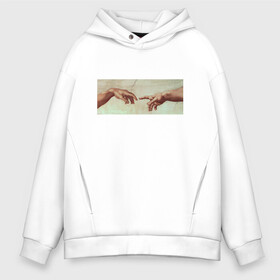 Мужское худи Oversize хлопок с принтом The Creation of Adam в городе Новоалтайск, френч-терри — 70% хлопок, 30% полиэстер. Мягкий теплый начес внутри —100% хлопок | боковые карманы, эластичные манжеты и нижняя кромка, капюшон на магнитной кнопке | adam | buonarroti | creation | fresco | god | hand | michelangelo | renaissance | sistine | адам | адама | бог | буонарроти | возрождение | микеланджело | ренессанс | рука | сотворение | фреска