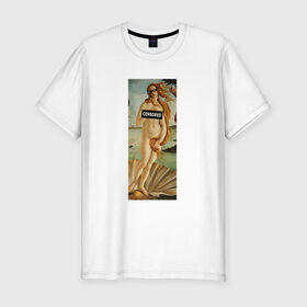 Мужская футболка премиум с принтом The Birth of Venus в городе Новоалтайск, 92% хлопок, 8% лайкра | приталенный силуэт, круглый вырез ворота, длина до линии бедра, короткий рукав | art | birth | botticelli | censored | life | painting | sandro | thug | venus | бандитская | боттичелли | венеры | живопись | жизнь | искусство | очки | рождение | сандро