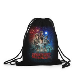 Рюкзак-мешок 3D с принтом Stranger Things в городе Новоалтайск, 100% полиэстер | плотность ткани — 200 г/м2, размер — 35 х 45 см; лямки — толстые шнурки, застежка на шнуровке, без карманов и подкладки | Тематика изображения на принте: beyond | eleven | hopper | jane | mike | stranger | things | wheeler | дастин | дела | джейн | загадочные | майк | одиннадцать | очень | события | странные | уилер | хендерсон | хоппер