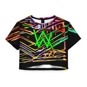 Женская футболка Cropp-top с принтом ALAN WALKER DJ в городе Новоалтайск, 100% полиэстер | круглая горловина, длина футболки до линии талии, рукава с отворотами | alan walker | aw | electro | electro music | music | алан уокер | музыка | музыкант | электро | электронная музыка