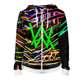 Женская толстовка 3D на молнии с принтом ALAN WALKER DJ в городе Новоалтайск, 100% полиэстер | длина до линии бедра, манжеты и пояс оформлены мягкой тканевой резинкой, двухслойный капюшон со шнурком для регулировки, спереди молния, по бокам два кармана | alan walker | aw | electro | electro music | music | алан уокер | музыка | музыкант | электро | электронная музыка