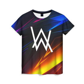 Женская футболка 3D с принтом ALAN WALKER STRIPES в городе Новоалтайск, 100% полиэфир ( синтетическое хлопкоподобное полотно) | прямой крой, круглый вырез горловины, длина до линии бедер | alan walker | aw | electro | electro music | music | алан уокер | музыка | музыкант | электро | электронная музыка