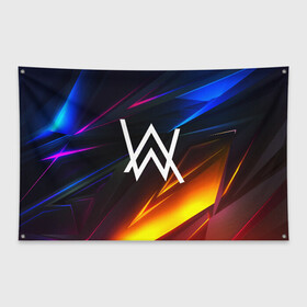 Флаг-баннер с принтом ALAN WALKER STRIPES в городе Новоалтайск, 100% полиэстер | размер 67 х 109 см, плотность ткани — 95 г/м2; по краям флага есть четыре люверса для крепления | alan walker | aw | electro | electro music | music | алан уокер | музыка | музыкант | электро | электронная музыка